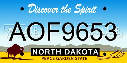 AOF9653 North Dakota License Plate