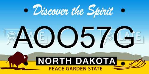 AOO57G North Dakota License Plate