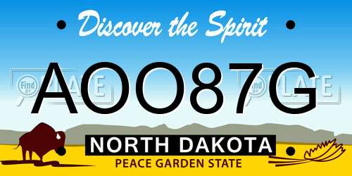 AOO87G North Dakota License Plate