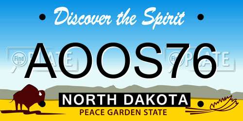 AOOS76 North Dakota License Plate