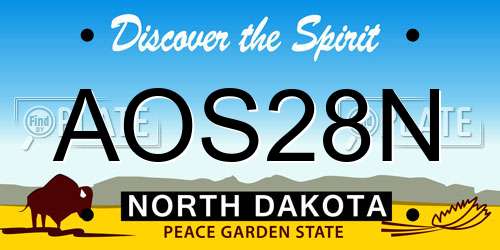 AOS28N North Dakota License Plate