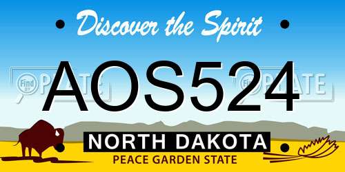 AOS524 North Dakota License Plate
