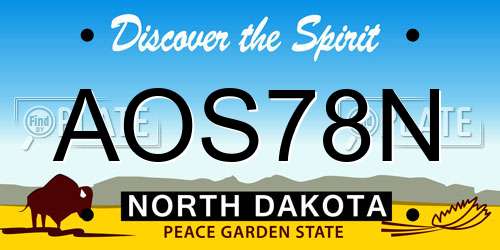 AOS78N North Dakota License Plate