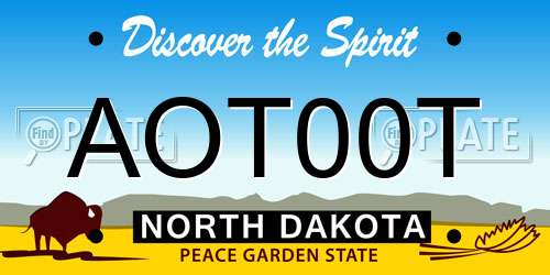 AOT00T North Dakota License Plate