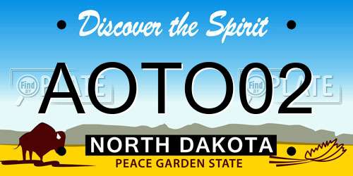 AOTO02 North Dakota License Plate