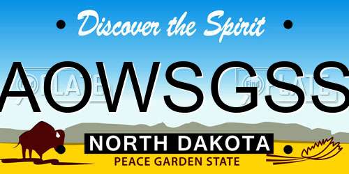 AOWSGSS North Dakota License Plate