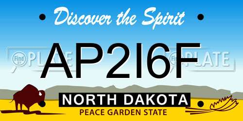 AP2I6F North Dakota License Plate