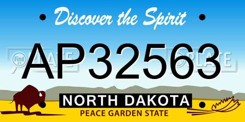 AP32563 North Dakota License Plate