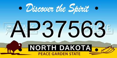 AP37563 North Dakota License Plate