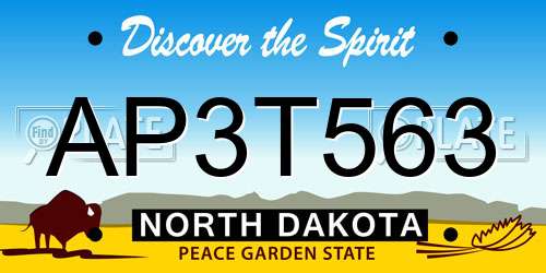 AP3T563 North Dakota License Plate