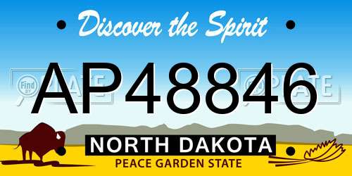AP48846 North Dakota License Plate