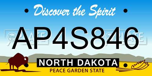 AP4S846 North Dakota License Plate