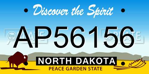 AP56156 North Dakota License Plate