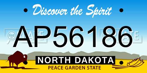AP56186 North Dakota License Plate