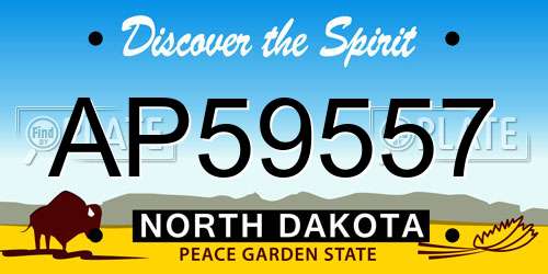 AP59557 North Dakota License Plate