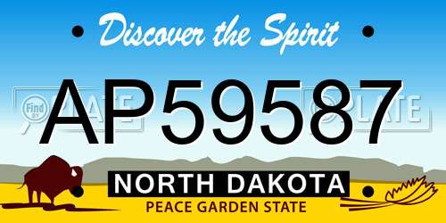 AP59587 North Dakota License Plate