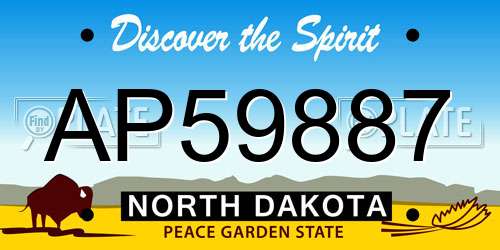 AP59887 North Dakota License Plate