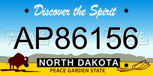 AP86156 North Dakota License Plate
