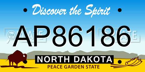 AP86186 North Dakota License Plate
