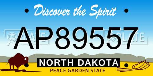 AP89557 North Dakota License Plate