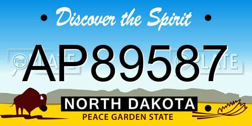 AP89587 North Dakota License Plate