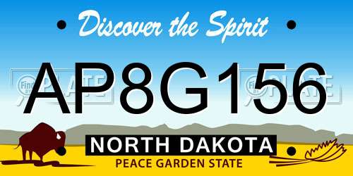 AP8G156 North Dakota License Plate
