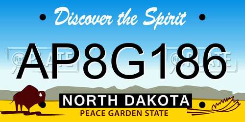AP8G186 North Dakota License Plate