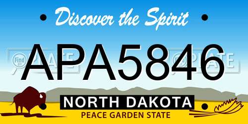 APA5846 North Dakota License Plate