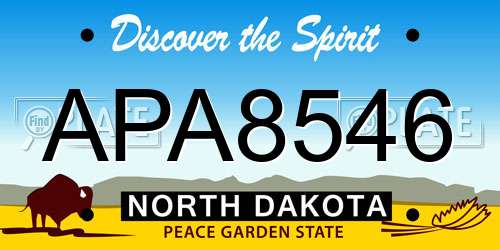 APA8546 North Dakota License Plate