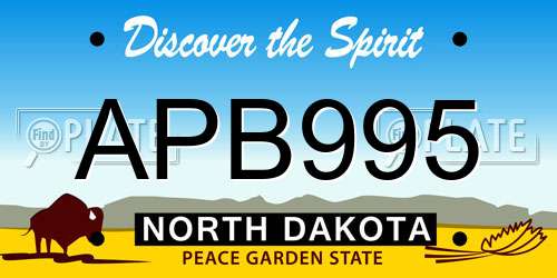 APB995 North Dakota License Plate