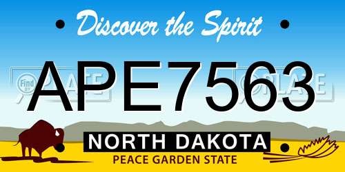APE7563 North Dakota License Plate