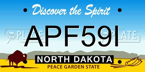 APF59I North Dakota License Plate