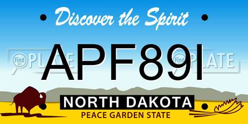 APF89I North Dakota License Plate
