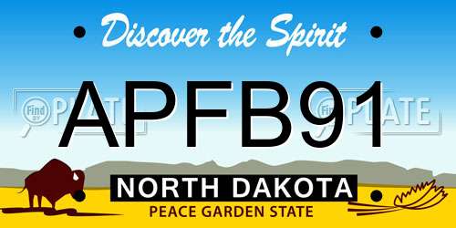 APFB91 North Dakota License Plate