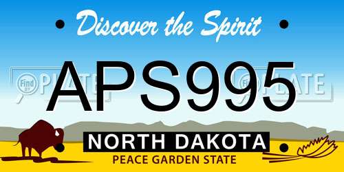 APS995 North Dakota License Plate