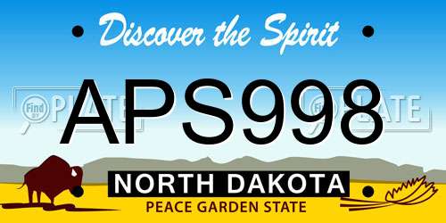 APS998 North Dakota License Plate