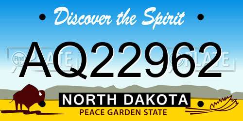 AQ22962 North Dakota License Plate
