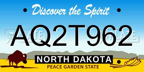 AQ2T962 North Dakota License Plate