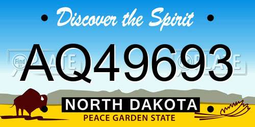 AQ49693 North Dakota License Plate