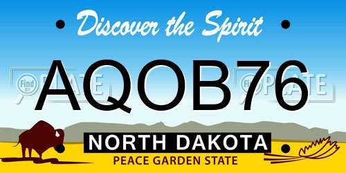 AQOB76 North Dakota License Plate