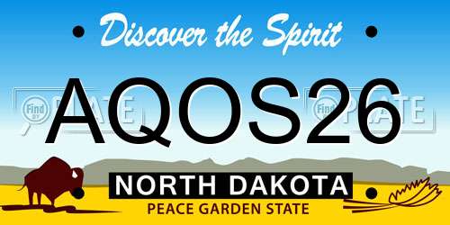 AQOS26 North Dakota License Plate