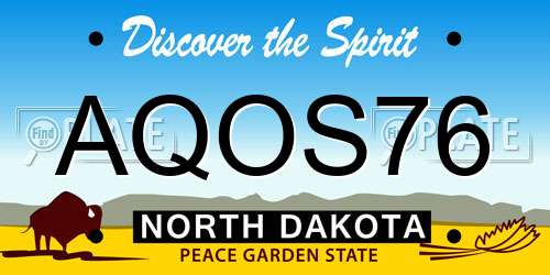 AQOS76 North Dakota License Plate