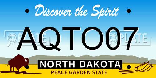 AQTO07 North Dakota License Plate