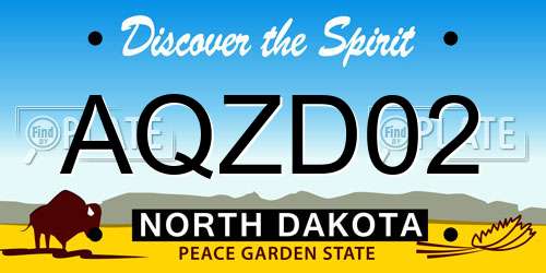 AQZD02 North Dakota License Plate