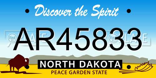 AR45833 North Dakota License Plate