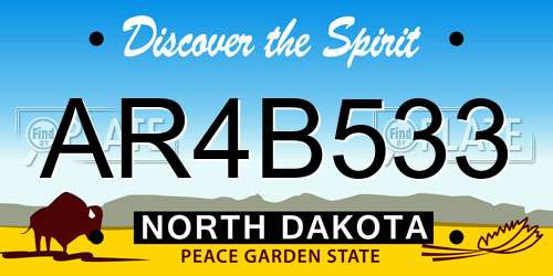 AR4B533 North Dakota License Plate
