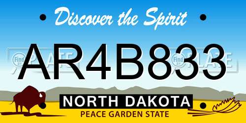 AR4B833 North Dakota License Plate