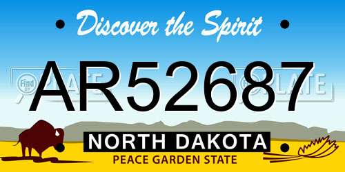 AR52687 North Dakota License Plate