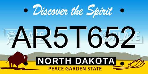 AR5T652 North Dakota License Plate
