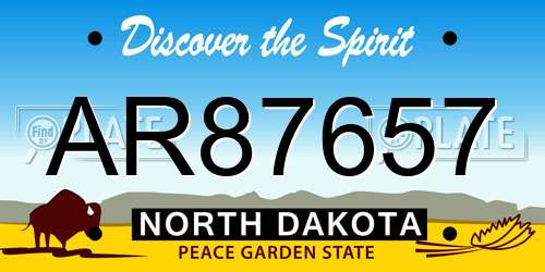 AR87657 North Dakota License Plate